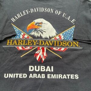 Vintage made‎ in UK Harley of UAE American pride huge print single stitch